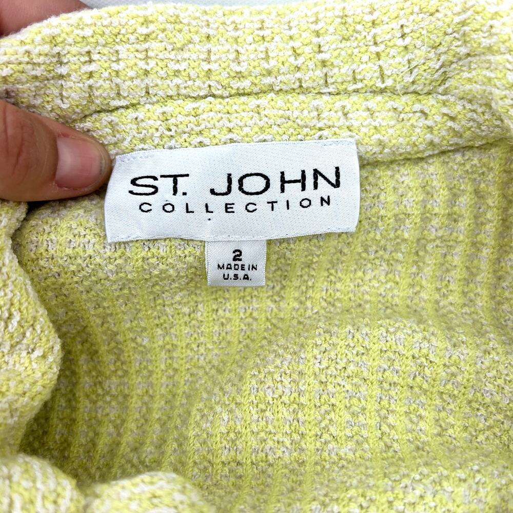 Vintage St. John Tweed Jacket Cardigan Yellow 2 Small Cropped Blazer Luxury - Picture 4 of 11